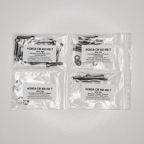 Kit vis allen inox moteur complet Honda CB 400 Hondamatic 1978 CB400A
