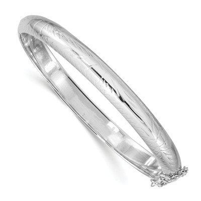 Silver  7mm Fancy Hinged Bangle Bracelet QB18