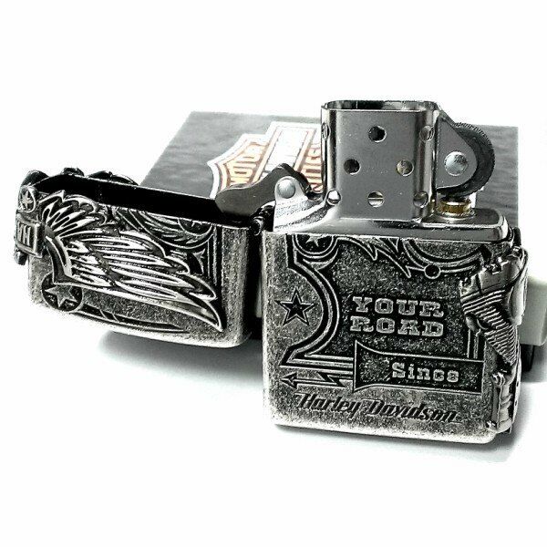 Zippo Harley Davidson HDP-28 Eagle 3 Sides Metal Silver Lighter Japan  Limited