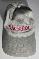 Bacardi Rum Adult Gray Baseball Cap - Pink Font Stretch Adjustable Hat Bar Logo