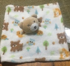 Le Bebe Favorite Lovey Security Blanket Bear Owl Tree White Orange Tan Brown