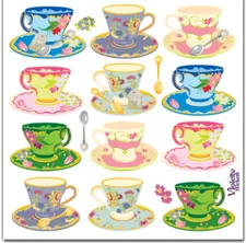 Violette Stickers English  Teacups Teatime Party Crafts Planner Supply Scrapbook