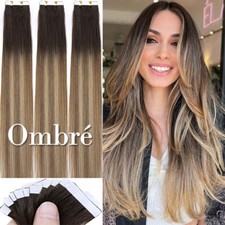 Thick Skin Weft Tape In Real Human Hair Extensions Balayage Russian Remy 250G