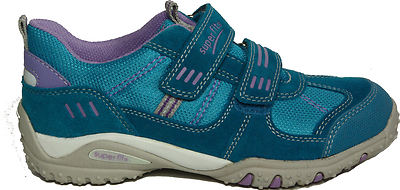 Superfit shoes loafers Hook and Loop turquoise genuine leather removable footbed New