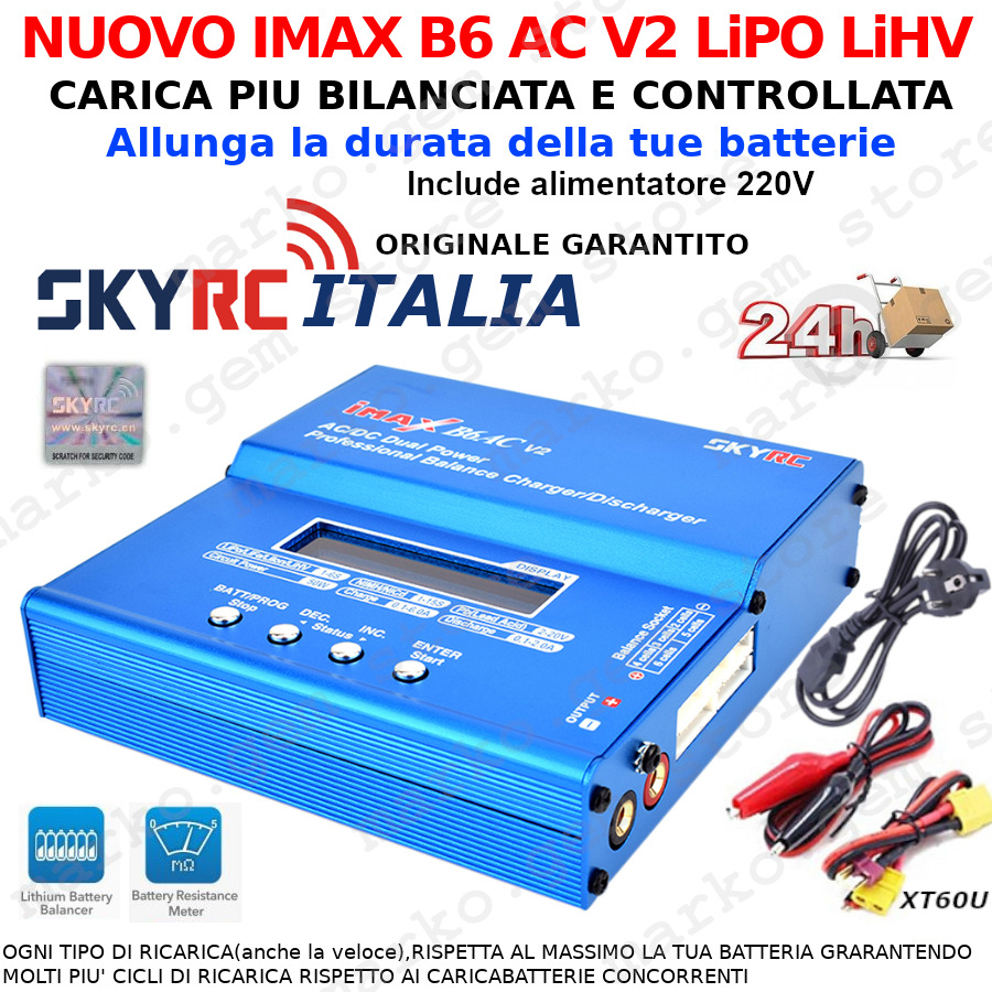 SkyRC iMAX B6AC V2 12-220V 50W 1-6S Carica batterie LIPO Bilanciatore shermo LCD