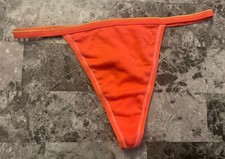NWOT VICTORIA'S SECRET LARGE ORANGE LOGO COTTON VINTAGE RARE V STRING PANTIES