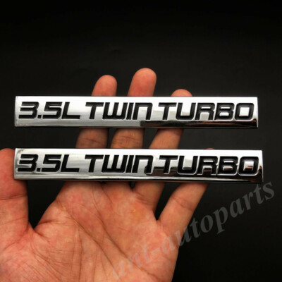 2pcs Metal Chrome 3.5L Twin Turbo Engine Car Trunk Emblems Badge Decals ...