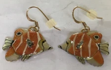 VTG Lunch At The Ritz, Enamel Fish 3-D Fin Earrings