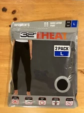 32 Degrees Heat Women’s Base Layer  Black Pant 2 Pack Size Large