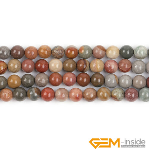 Natural Polychrome Jasper Gemstone Round Loose Beads For Jewelry Making 15" AU - Foto 23 di 38