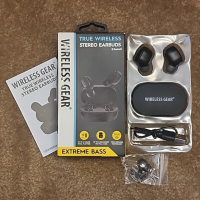 Wireless Gear True Wireless Stereo Earbuds & Charging Case TWS Bluetooth Black