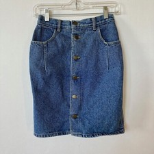 VTG 1980s Guess Button Front Jean Skirt Denim Georges Marciano Sz 28