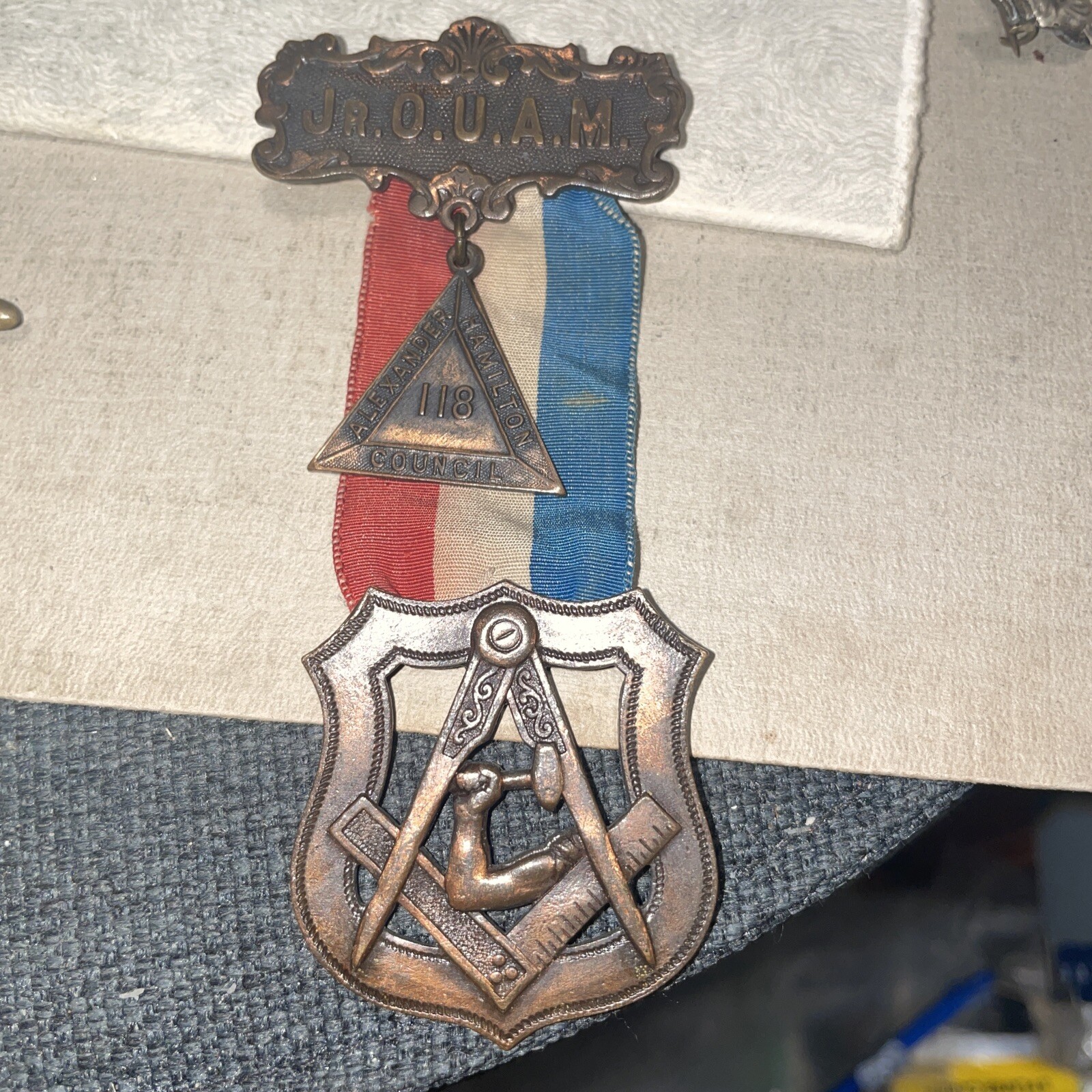 Vtg JR OUAM Badge/Medal Junior Order United American Mechanics Runyon ...