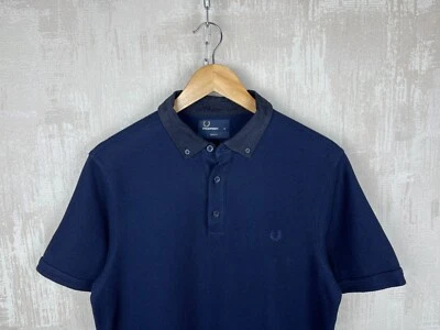 Fred Perry Corduroy Collar Men's Polo T-shirt Size M (Slim Fit) Navy Blue - Image 1 of 4