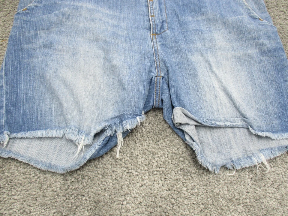 Pantalones Cortos Denim Rusty 12 L4 Cortados Bolsillos Deshilachados Cremallera Azul Elástico Foto 3 de 4