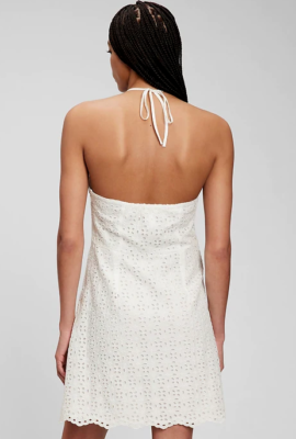 halter dress blue Cross Neck Bandage Mini Dress main image 0