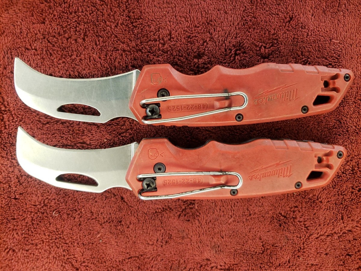 Lot 2 Milwaukee Fastback Model 48-22-1525 Folding Knife Hawkbill