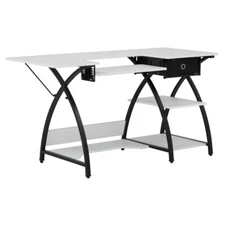 SewingRite Comet Hobby and Sewing Desk, Black/White