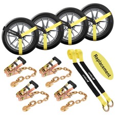 4pack Car Tie Down Straps With Chain Anchors Ratchet Tie Down Car Trailer Hauler 4pack Car Tie Down Straps With Chain Anchors Ratchet Tie Down Car Trailer Hauler