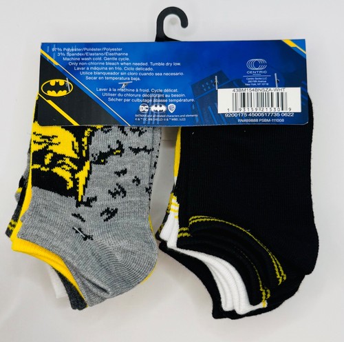 dc batman the dark knight 10 pack kids no show socks sizes 4-6 - Picture 2 of 2