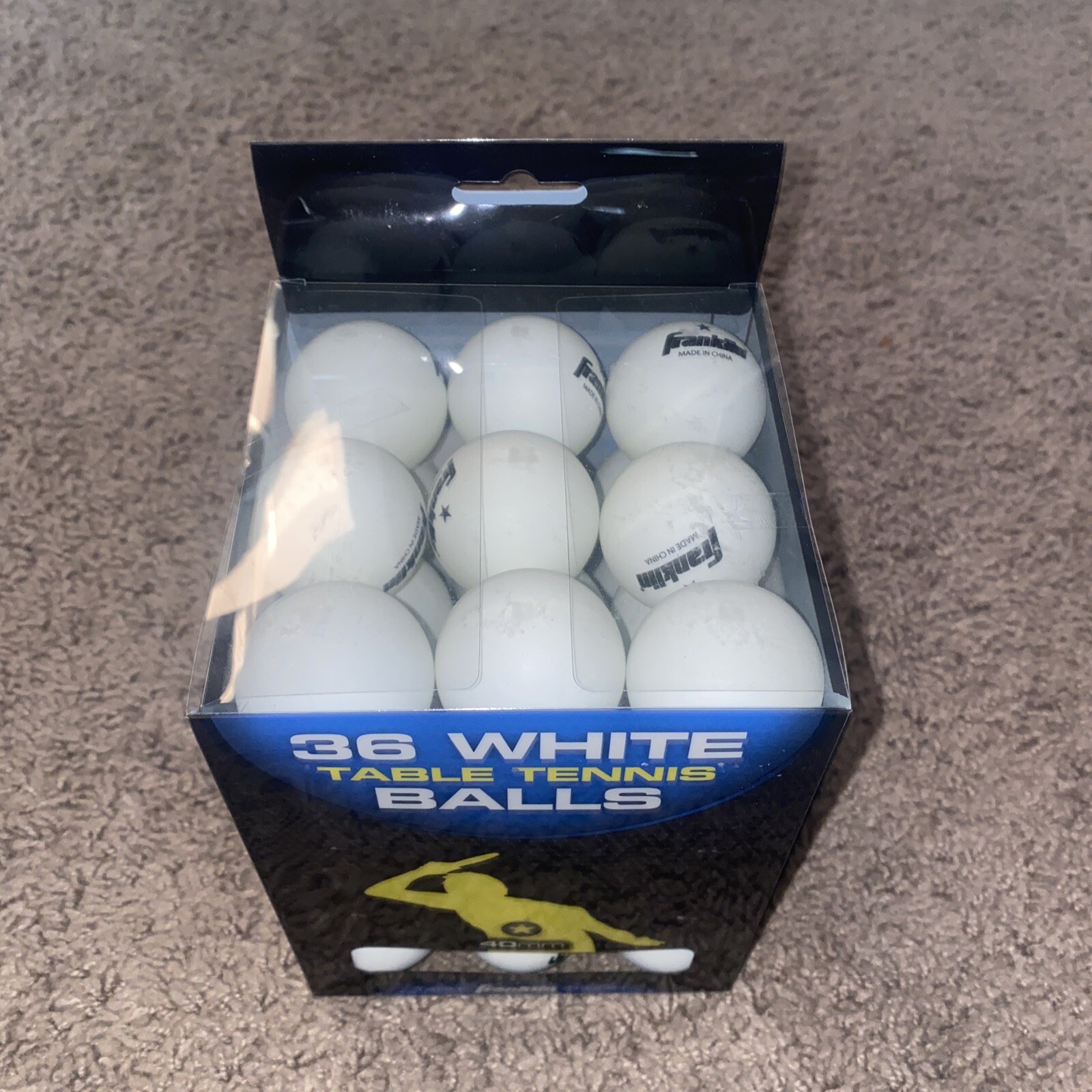 Franklin 40mm White Table Tennis Balls 36-Pack New Sealed