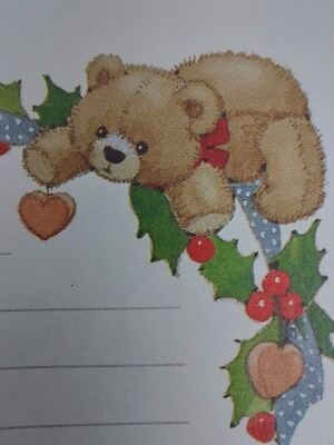 #ad Current Stationary Writing Paper Ruth Morehead Christmas Teddy Bear 8 Sheets 80s $3.75
