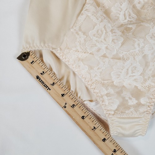 Vintage Olga Slip Höschen Large Second Skin Spitze Overlay beige hoher Bund 40010 - Bild 7 von 11