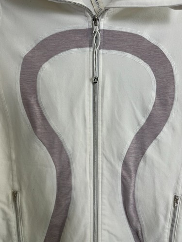 Lululemon Stride Hoodie Women’s Size 6 White Heather Full Zip Up Thumb Holes - Picture 3 of 15