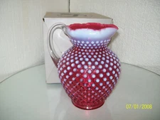 Fenton Cranberry Opalescent Hobnail PItcher # 3764 CR