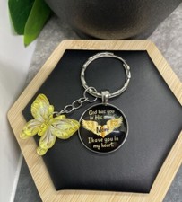 3 Silver-Tone Mom God Arms Pendant Butterfly Keychain New Free Ship B4173