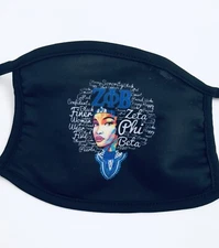 Zeta Phi Beta Face Mask 6 1/2 in long x 4 1/2 in wide no nose guard