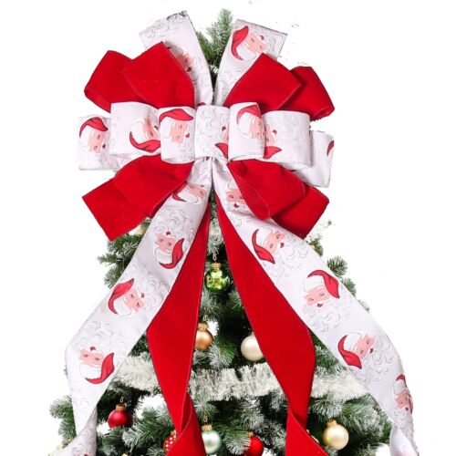 Christmas Tree Topper Christmas Wreath Bow 48 * 13 inches Tree Toppers Bow wi...