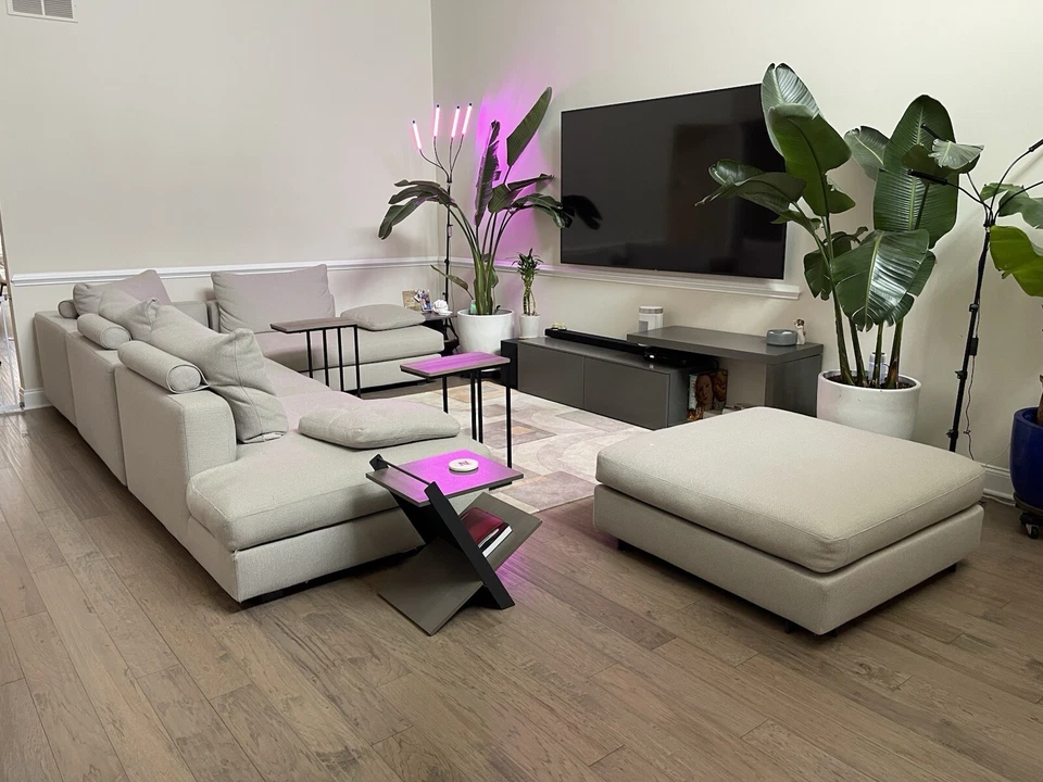 Cojines de asiento y respaldo de espuma de alta resistencia con tapa de plumas del sofá Clouds Foto 2 de 4