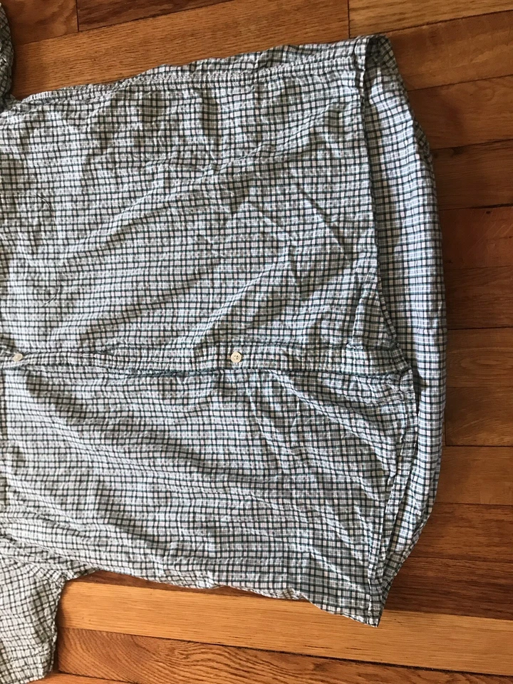 Vintage Structure Short Sleeve Plaid Shirt Size Large Seersucker Pocket Men - Image 2 of 4