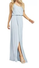 Show Me Your Mumu Kendall Blouse A-Line Gown in Steel Blue Chiffon sz. S