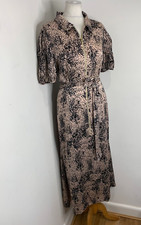 Lily & Lionel Amelia pattern print shirt dress 12 14 VGC zip front midi belted