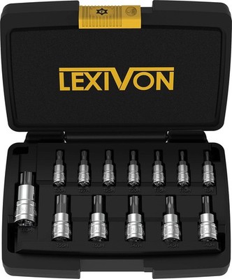 LEXIVON Torx Bit Steckschlüsselsatz 13-teiliges Tamper Resistant T8H - T60H bit 
