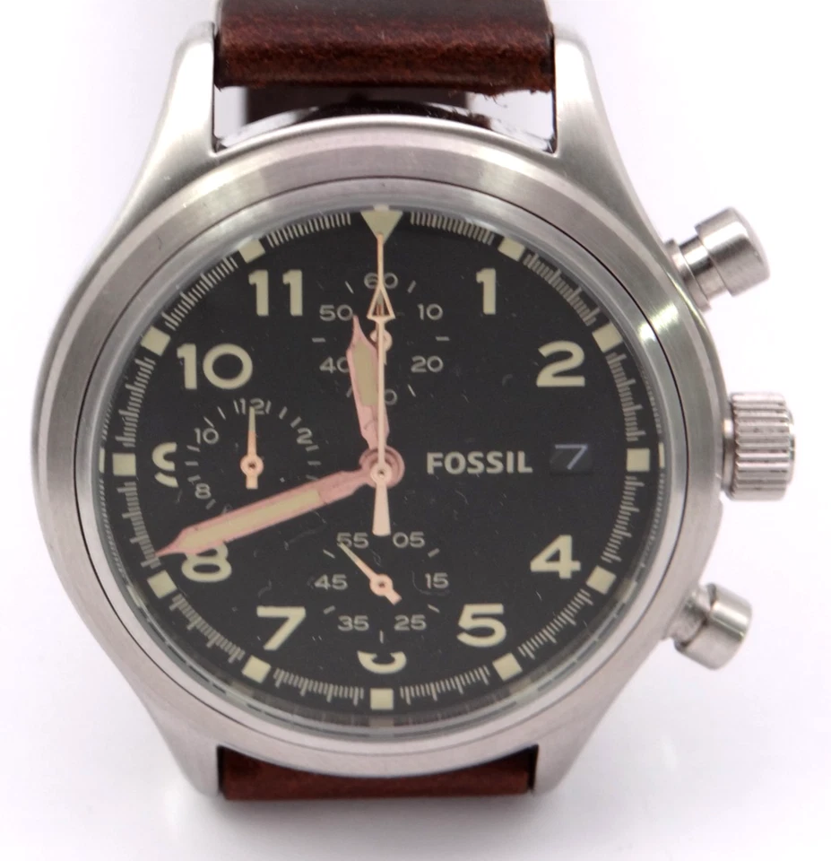 Fossil Chronograph Pilot Flieger Militär Style Unisex Armbanduhr Ø 38 mm - Bild 2 von 4