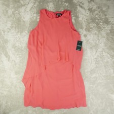 Lauren Ralph Lauren Ruffle Tiered Dress Women's 10 Coral Pink NWT Ruffle