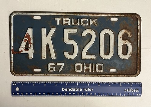 Coppia Targhe Camion Ohio 1967 Vintage - Foto 3 di 3