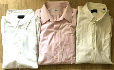 EMPORIO ARMANI COLLEZIONI 3 Hemden Hemd Shirt Größe 43-44 Weiß Rosa Baumwolle