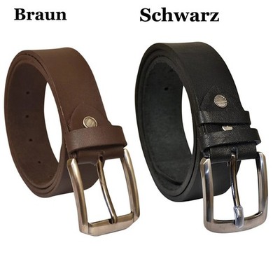 Echtleder Gürtel 4 cm Herren Damen Jeansgürtel Ledergürtel Rundschließe Schwarz