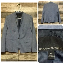 Banana Republic One Button Blazer Jacket Women’s 6 Blue Career Business