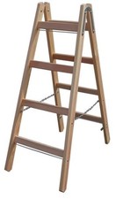 Stabilo Sprossen-Doppelleiter Holz 2 x 4 Sprossen  Doppelstufenleiter