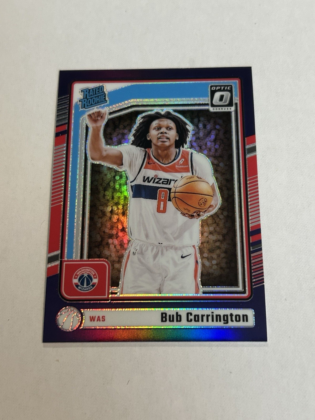 2024-25 DONRUSS OPTIC BUB CARRINGTON #273 PURPLE HOLO RATED ROOKIE WIZARDS SP