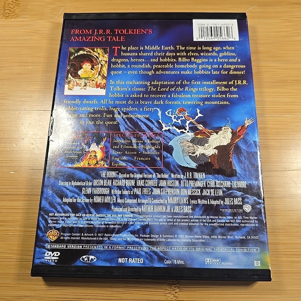 The Hobbit (Snapcase DVD, 1977) WB Rankin Bass Animation JRR Tolkien LOTR - Image 2 of 4