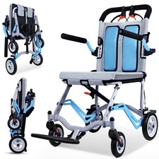 Lightweight Foldable Transport Wheelchair for Adults, Only 19 lbs Travel Chair