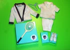 Vintage Barbie KEN TIME FOR TENNIS #790 CARDIGAN SHIRT SHORTS RACQUET BALL SHOES