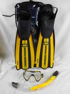 National Geographic Mask Snorkel Fins & Mesh Bag Explorer Series - Adult Med/Lg