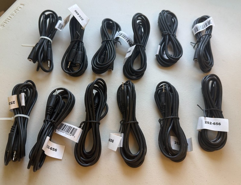 (12 Cords) - Extension Cable 2.5mm Plugs Male to Female 12 Feet ea.